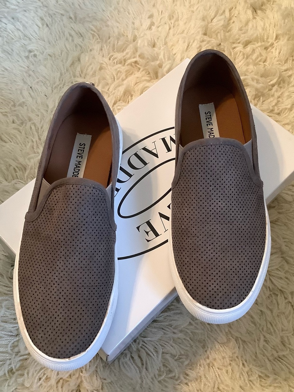 Steve Madden Women’s Taupe Perforated Slip-On Sneakers
